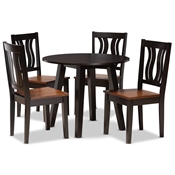 Baxton Studio Anesa Modern and Contemporary Transitional Two-Tone Dark Brown and Walnut Brown Finished Wood 5-Piece Dining Set